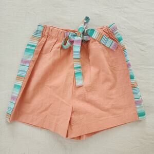 Vintage Peach Striped Belt Shorts kids 8/10